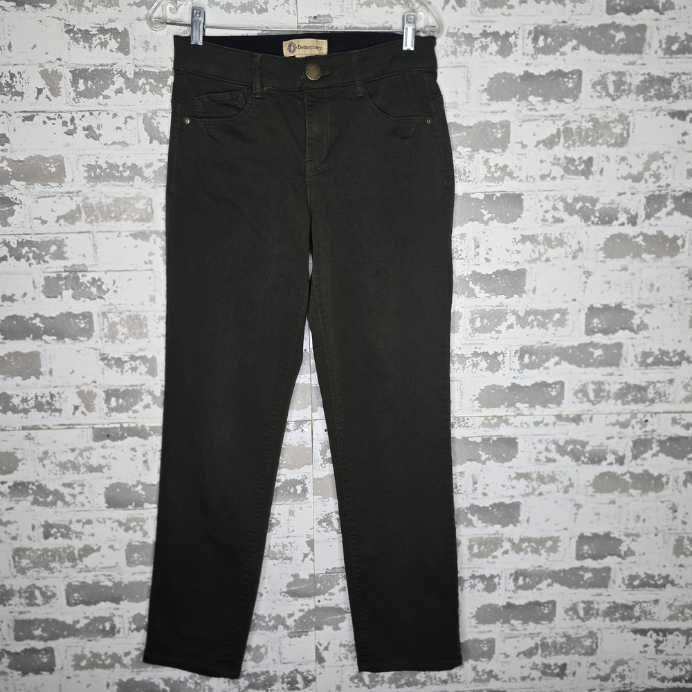 Democracy Pants Womens 6  Moss Green Straight Leg Trouser Ab Solution Stretch‎